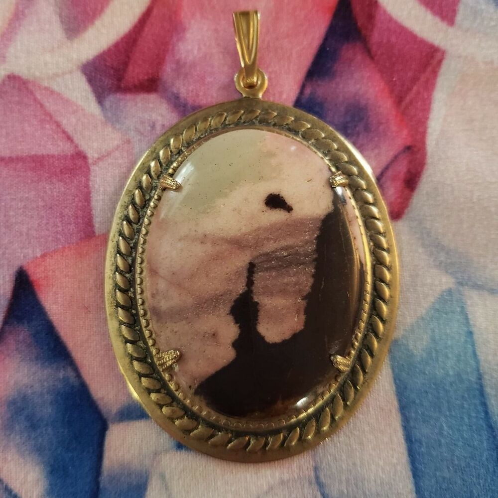 Vintage Handmade Picture Jasper Pendant